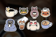 22 Hand Drawn Cats & Coffee Stickers, a Food Illustration by Kristina Chistiakova (Thumbnail 4 of 7)