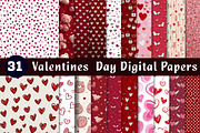 valentine digital papers, an Illustration by CreationArt (Thumbnail 1 of 5)