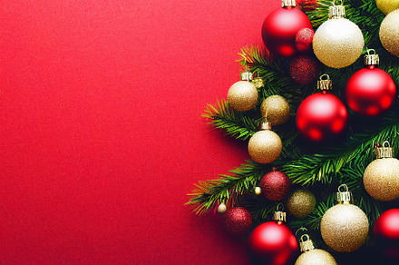 Bauble on Christmas tree with copy space, a Background Photo by Grafvision photography