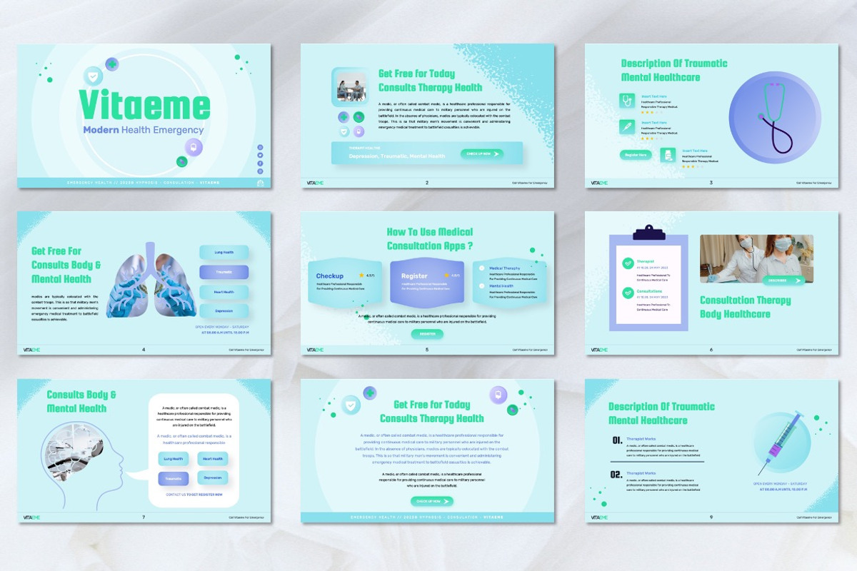 Vitaeme - Modern Health Powerpoint, a Presentation Template by Dhabee (Photo 3 of 8)
