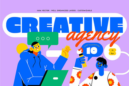 Creative Agency Illustration Set, a Work Illustration by graphicook