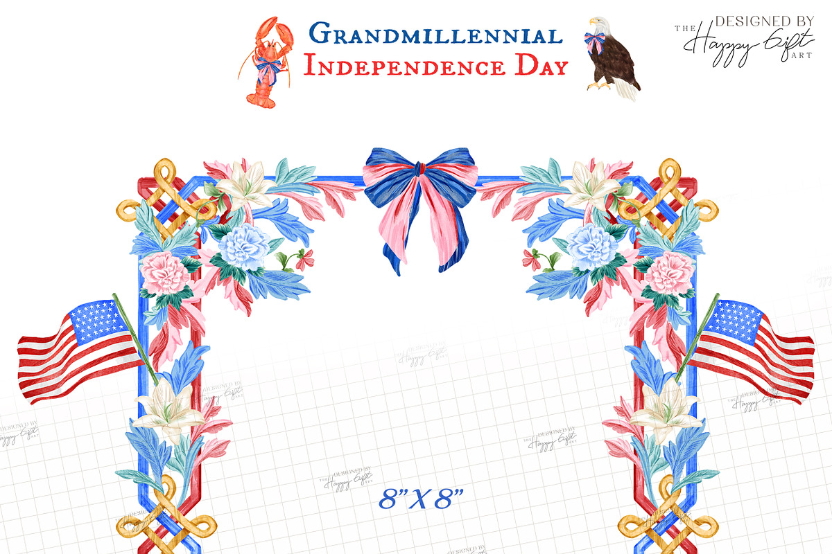 Grandmillennial Independence Day, a Decorative Illustration by TheHappyGiftArt (Photo 13 of 21)