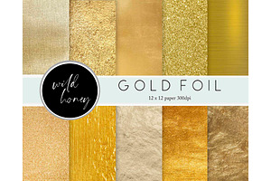 Gold Foil Digital Paper Pack