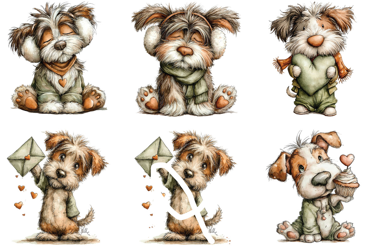 Whimsical Valentine Dog Cat Clipart, an Illustration by CraftArtStudio (Photo 5 of 6)