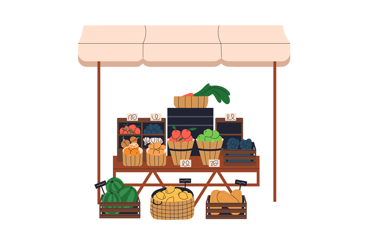 Farmers market stalls with food set, a Food Illustration by Good Studio (Photo 7 of 7)