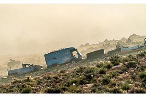 Broken down abandoned rusty cars in the Tunisian countryside., a Transportation Photo by Leonid Andronov