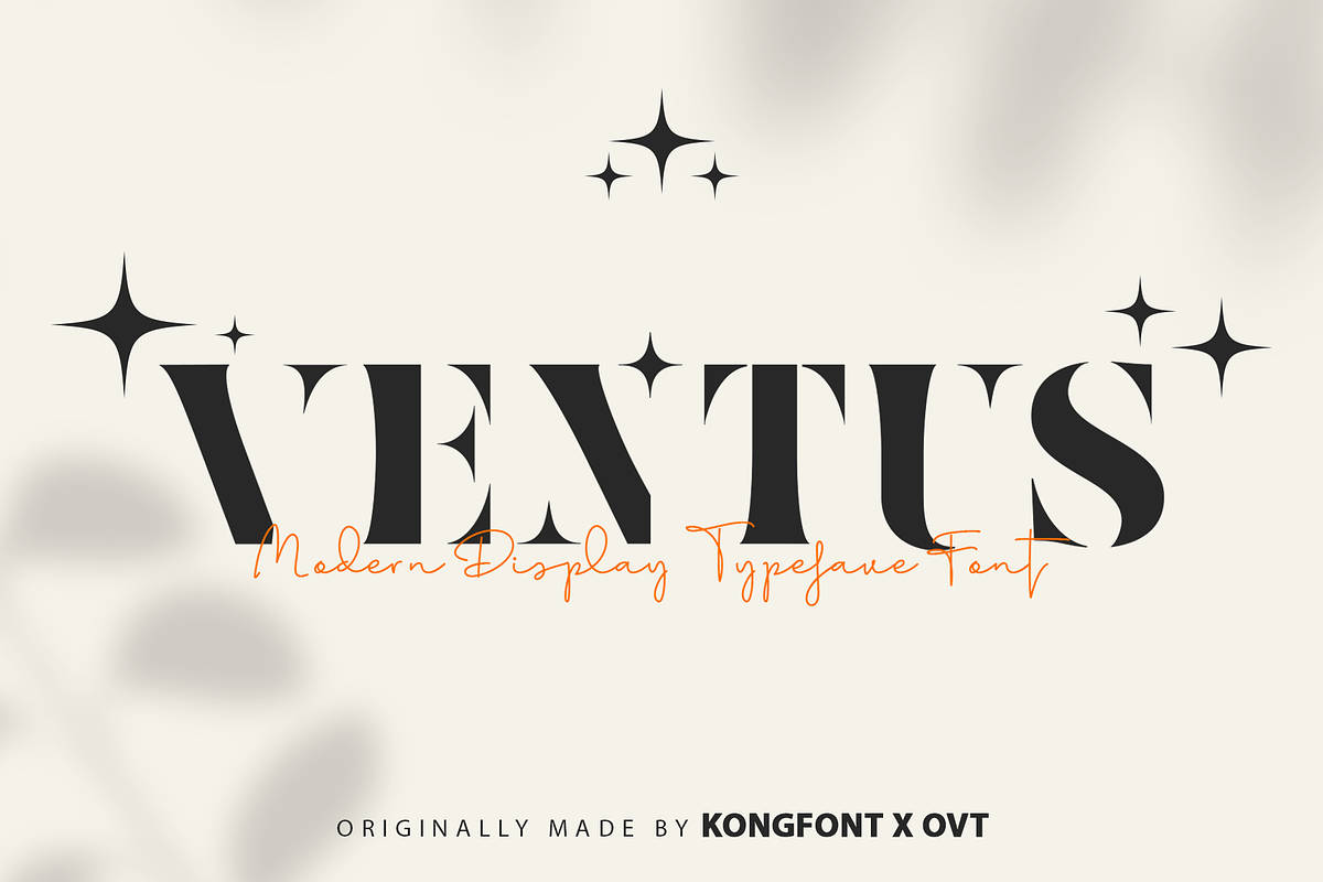 Ventus - Modern Display Typeface Fon, a Sans Serif Font by overlaytemplates (Photo 1 of 5)