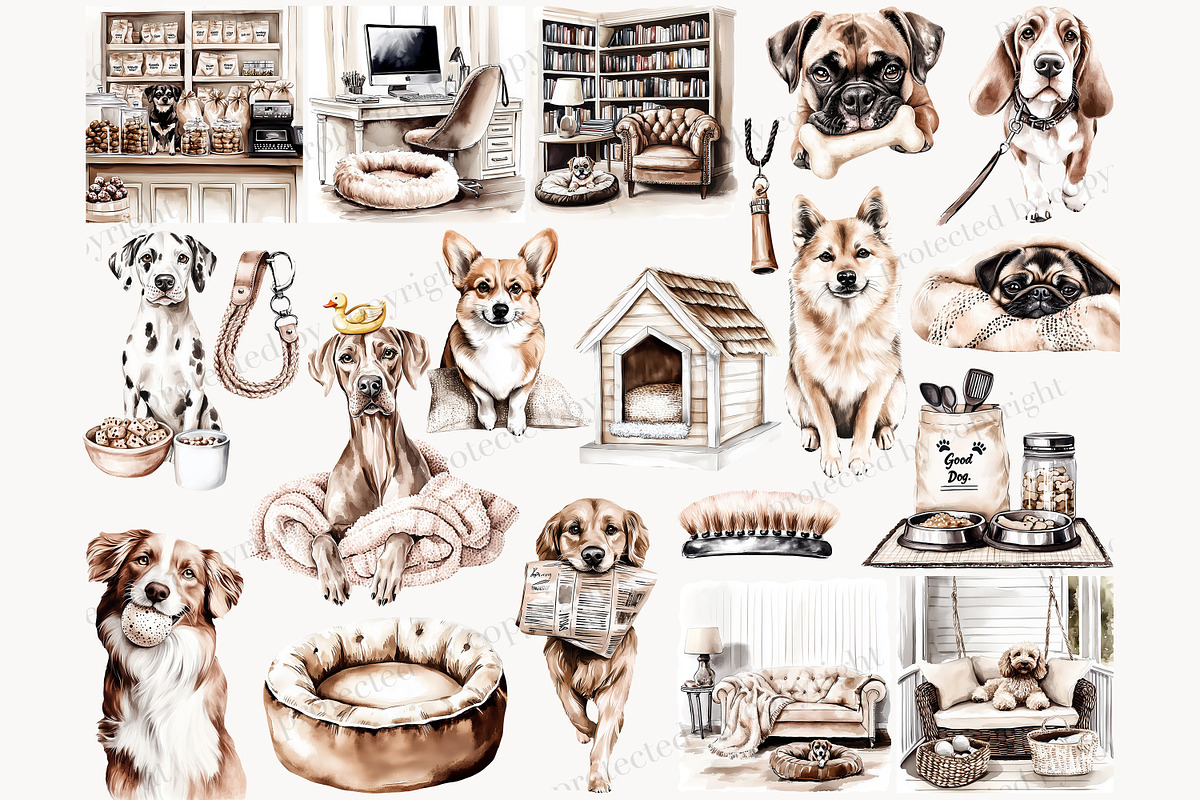 Dog Mom Clipart Set | 50 Dog Breeds, a Person Illustration by GlamArtZhanna (Photo 3 of 8)