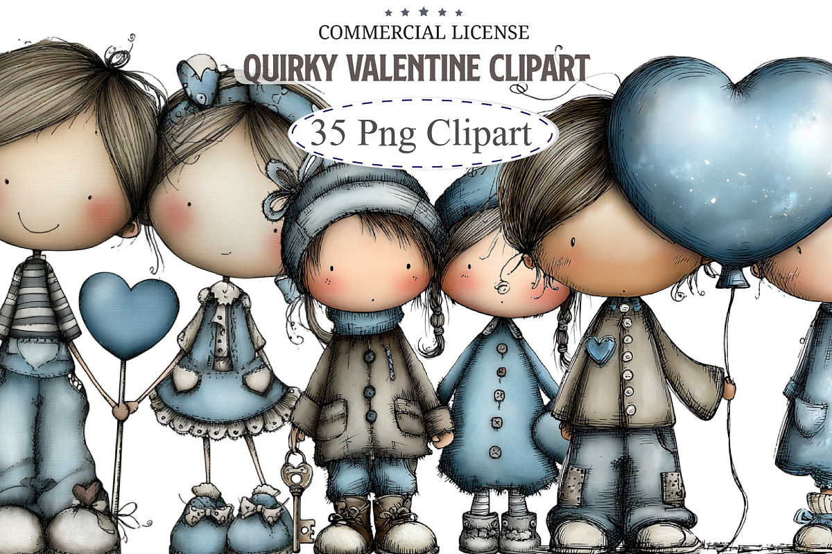Quirky Valentine Clipart, an Illustration by designcity5 (Photo 1 of 5)