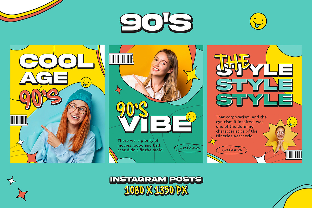 90’s Instagram Cards, a Social Media Template by Andrew Skoch Design (Photo 4 of 4)