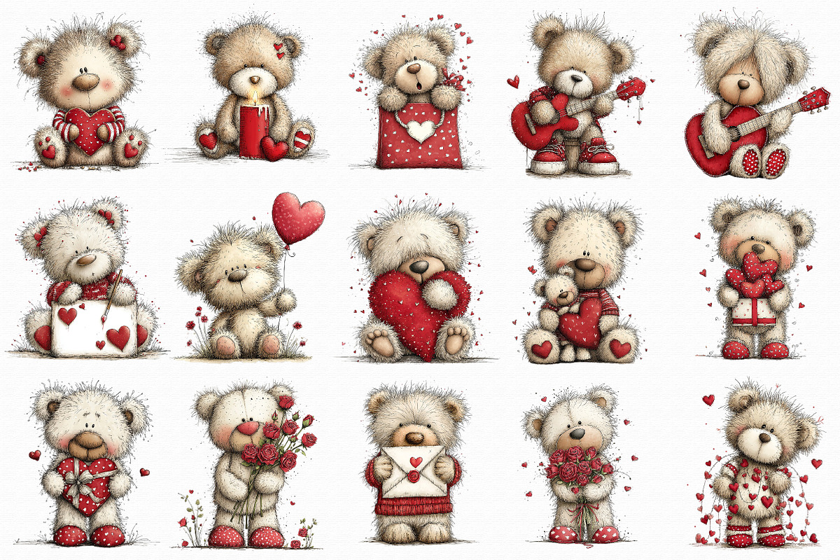 Whimsical Valentine Teddy Bear Clipa, an Illustration by Libby Wishes (Photo 6 of 7)