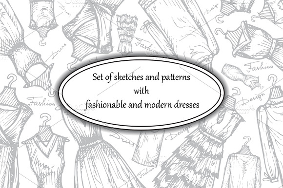 Set Of Hand Drawn Dresses