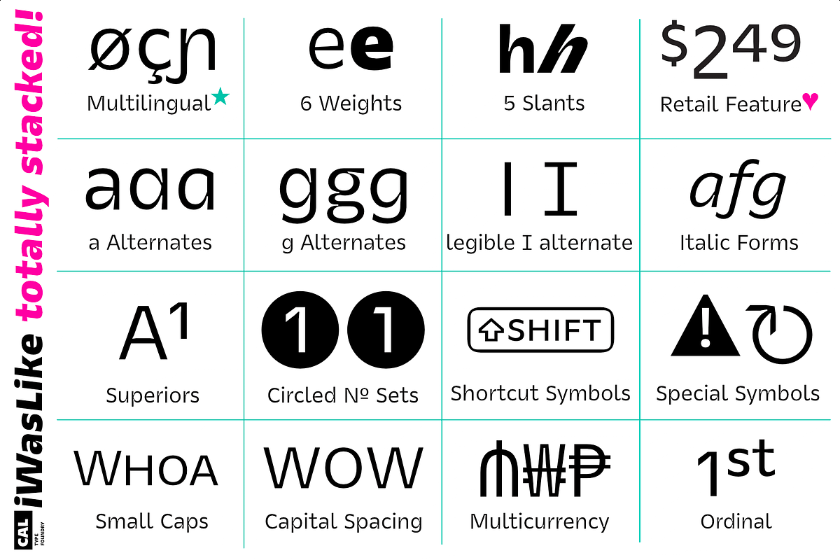 iWasLike Pro - 30 FONTS FULL FAMILY, a Sans Serif Font by California Type Foundry (Photo 6 of 11)
