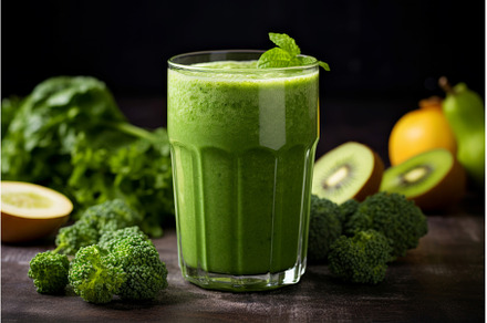 Green fruit smoothie. Generate Ai, a Food & Drink Photo by Ylivdesign