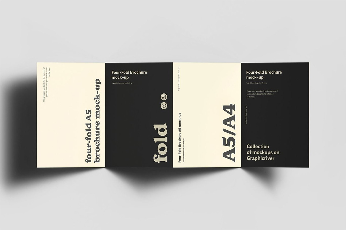 Four Fold A5 Brochure Mockup, an Advertising Mockup by Se٧enStudio (Photo 11 of 16)