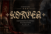KORVEA — Experimental Gothic, a Blackletter Font by idealistudio (Thumbnail 1 of 5)