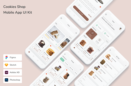 Cookies Shop Mobile App UI Kit, an UI Kit Template by Betush