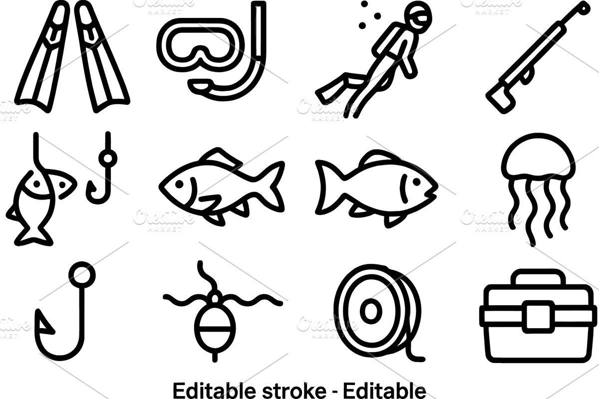 Line art icons representing, an Illustration by ZinetroN