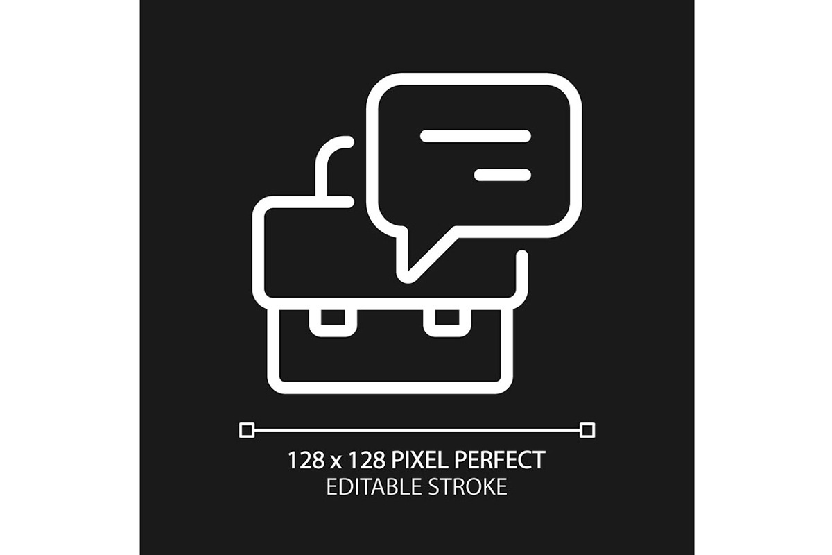 Briefcase with speech bubble pixel, an Icon by IMG Visuals