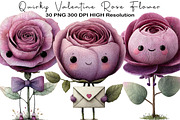 Quirky Valentine Rose Flower Clipart, an Illustration by Black Bird Studio (Thumbnail 1 of 6)
