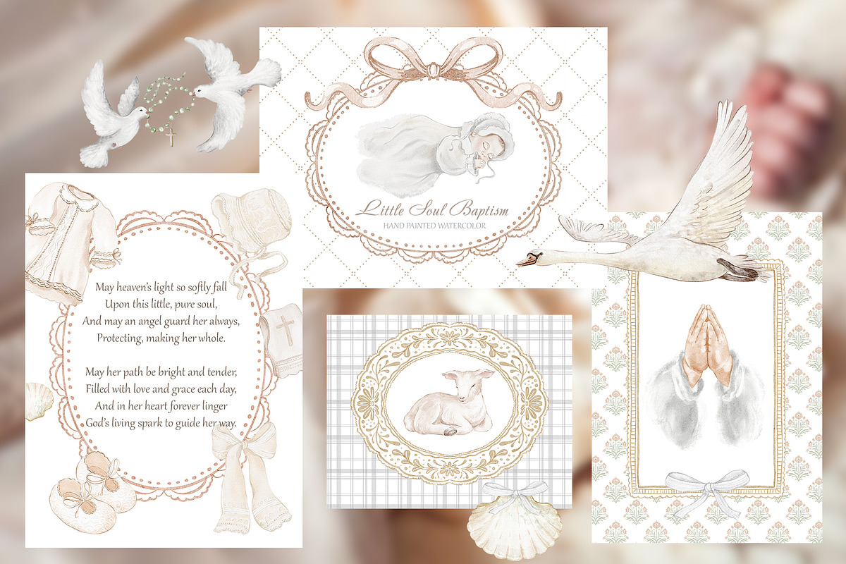 Hand Painted Baptism Watercolor Set, a Background Graphic by LenArt (Photo 2 of 19)