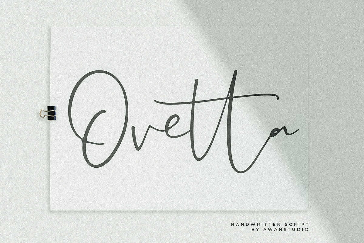 Ovetta Handwritten Script, a Script Font by Awanstudio (Photo 1 of 7)