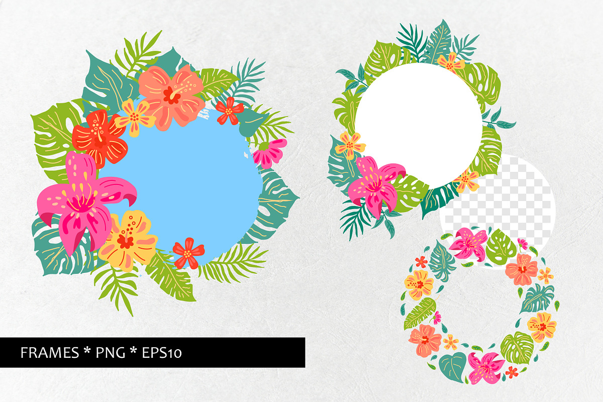 Tropical flowers and leaves, vector., an Object Graphic by VaraNa Art (Photo 5 of 9)