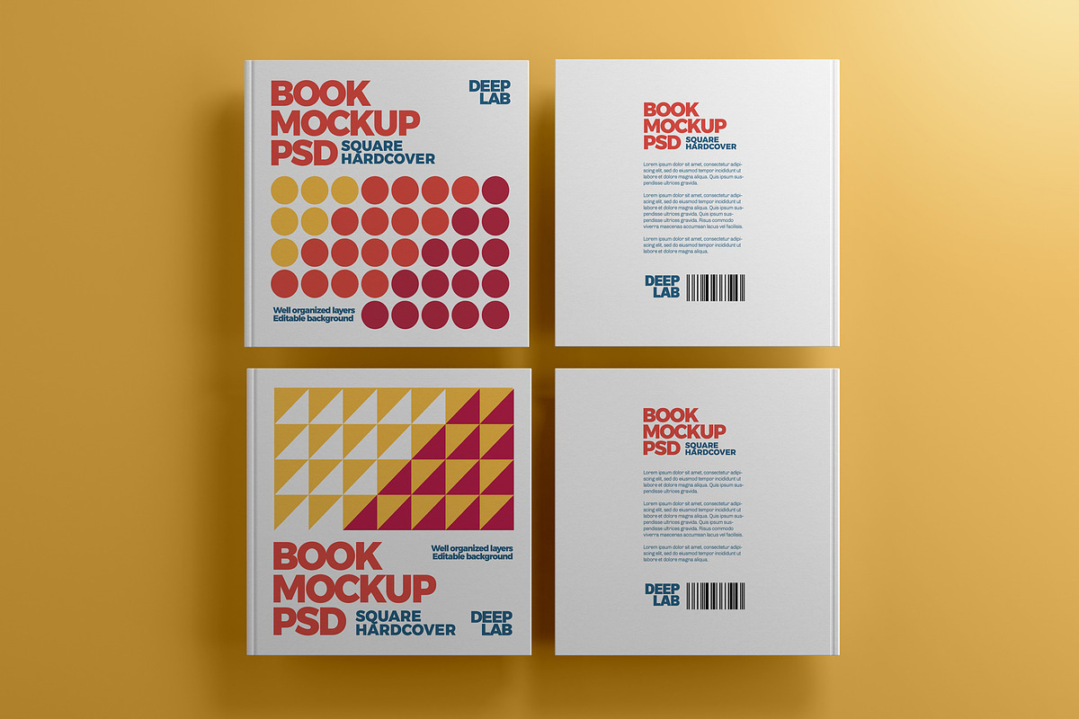 Square Book Hardcover Mockup Set, a Print Template by Deeplab (Photo 20 of 20)