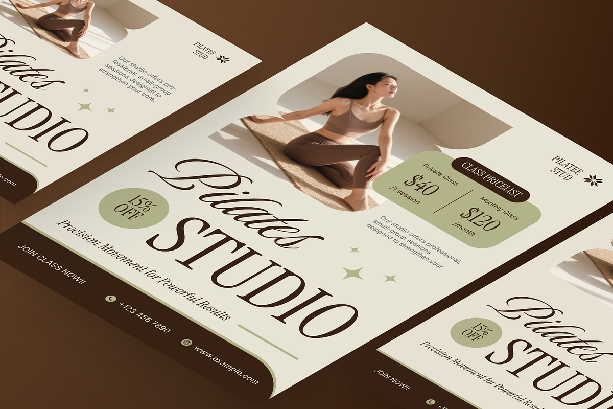 Pilates Studio Class Flyer Set, a Flyer Template by Annora Studio (Photo 6 of 6)