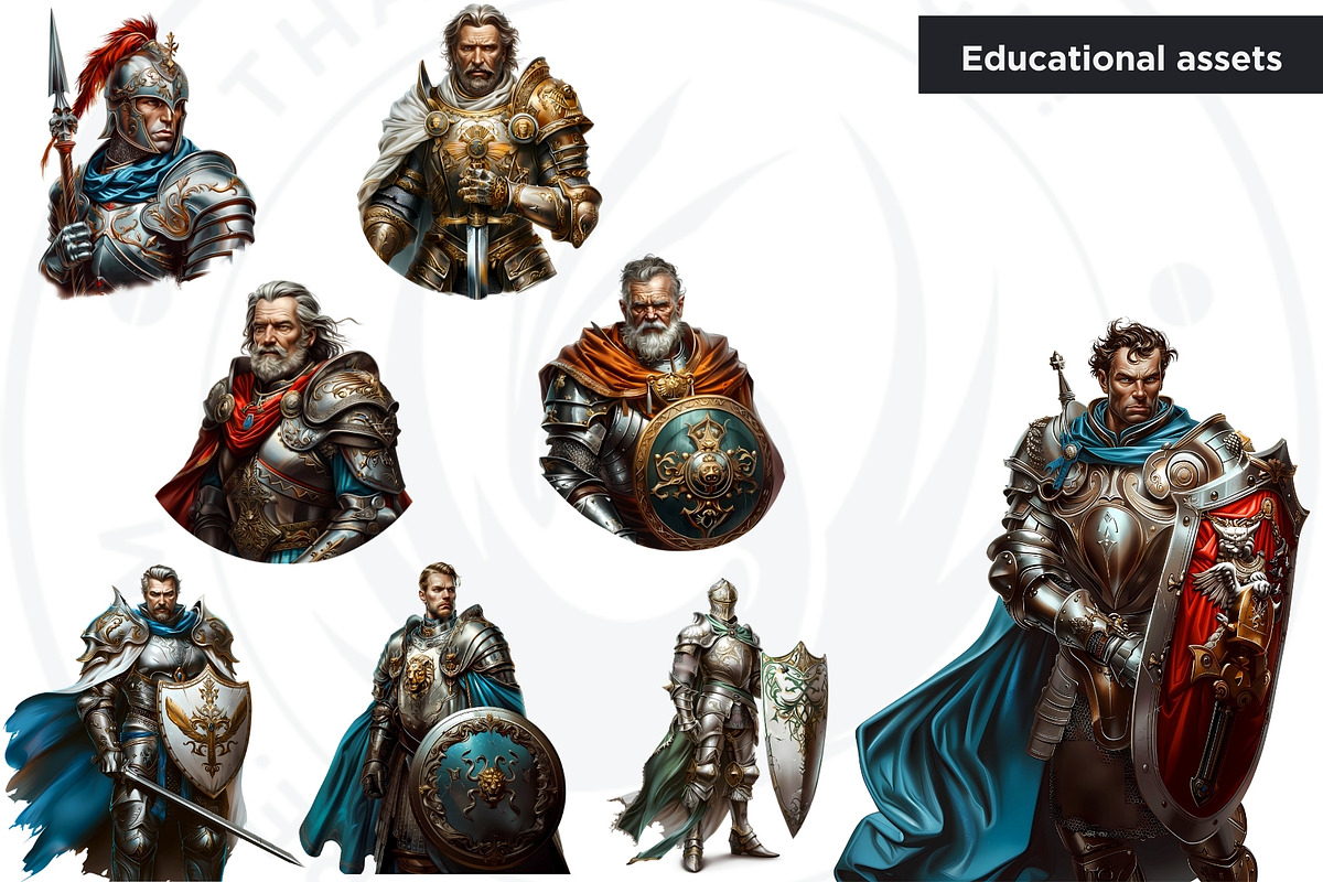 Arthurian Legends Clipart Set, a Person Illustration by ThatsDesign Art