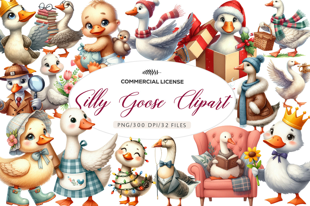 Silly Goose Clipart PNG, an Illustration by CreationArt (Photo 1 of 6)