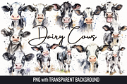 Dairy Cows Watercolor Clip Art, an Animal Illustration by Whimsy & Wishes (Thumbnail 1 of 3)
