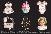 Pink Baby Girl Nursery Clipart, an Illustration by RobertsArt (Thumbnail 4 of 7)