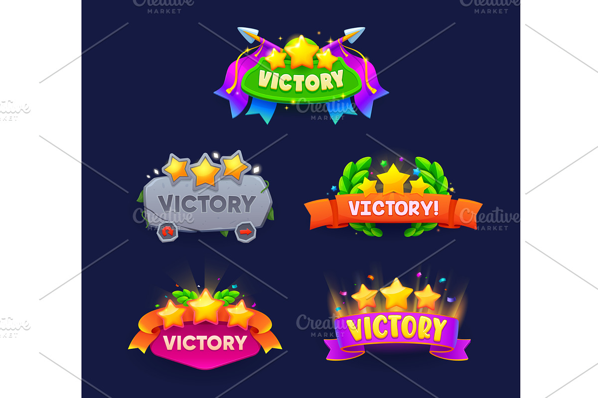 Game victory signs, banners, a Technology Illustration by Vector Tradition