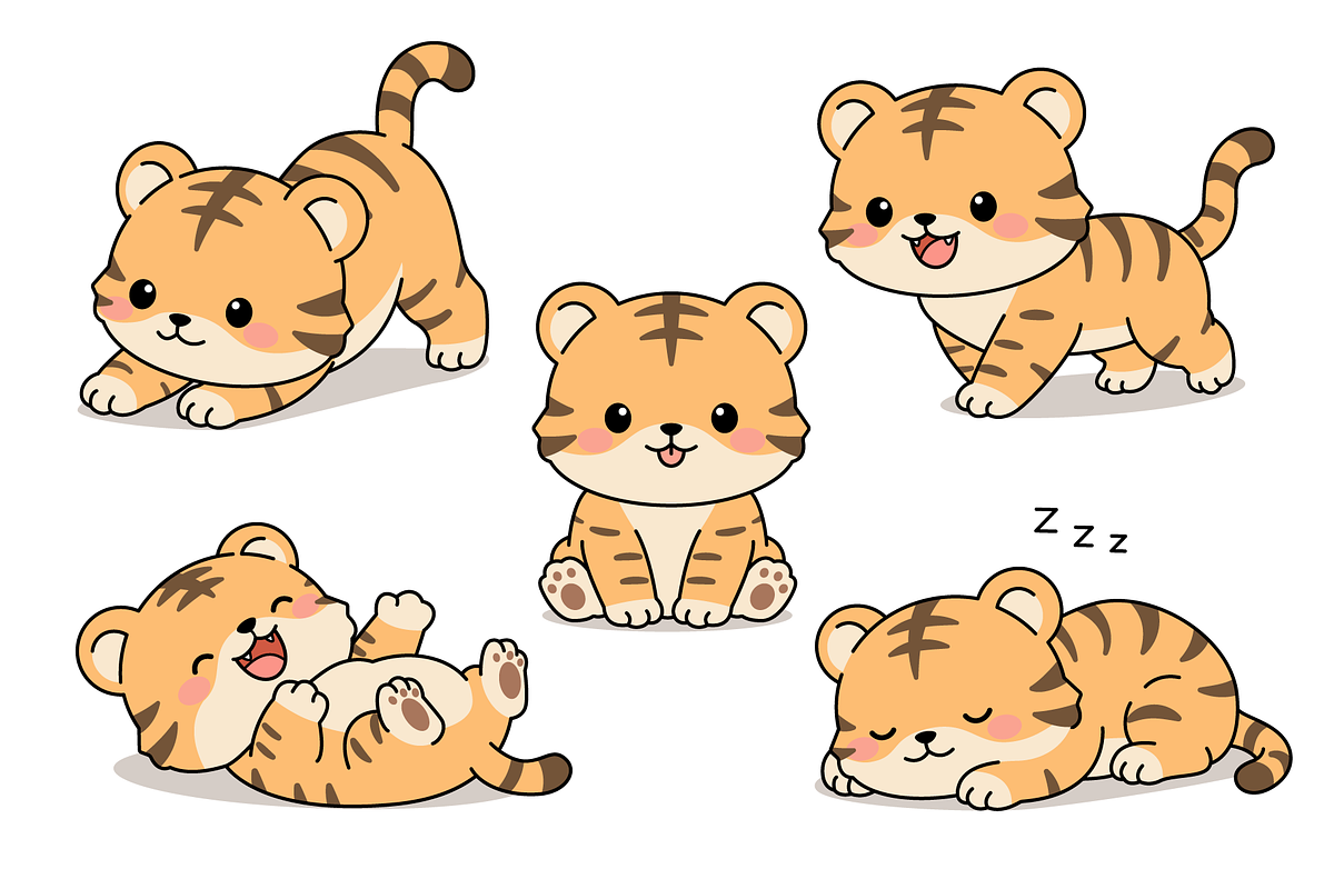 Baby Tiger Cartoon Character Set, an Animal Illustration by Artpon Illustration (Photo 2 of 3)