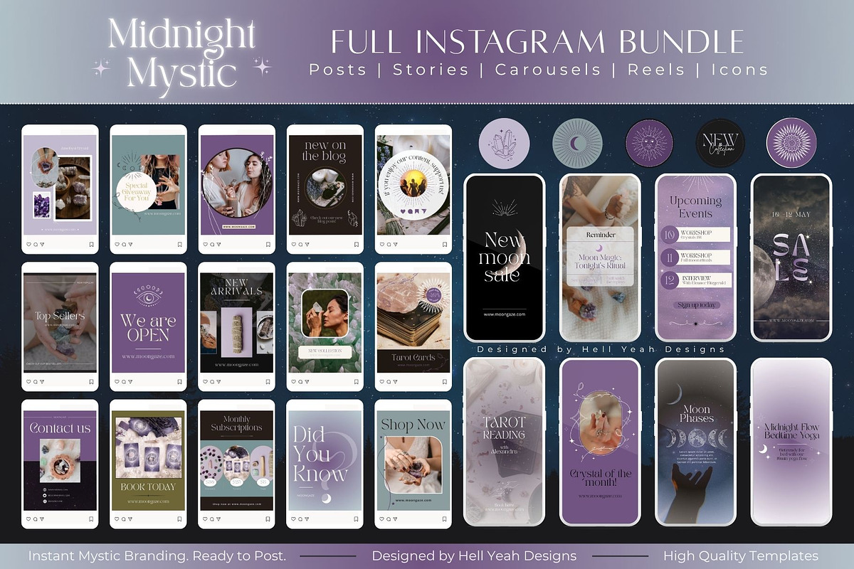 Midnight Instagram Templates Bundle, a Social Media Template by Hell Yeah Designs (Photo 1 of 13)