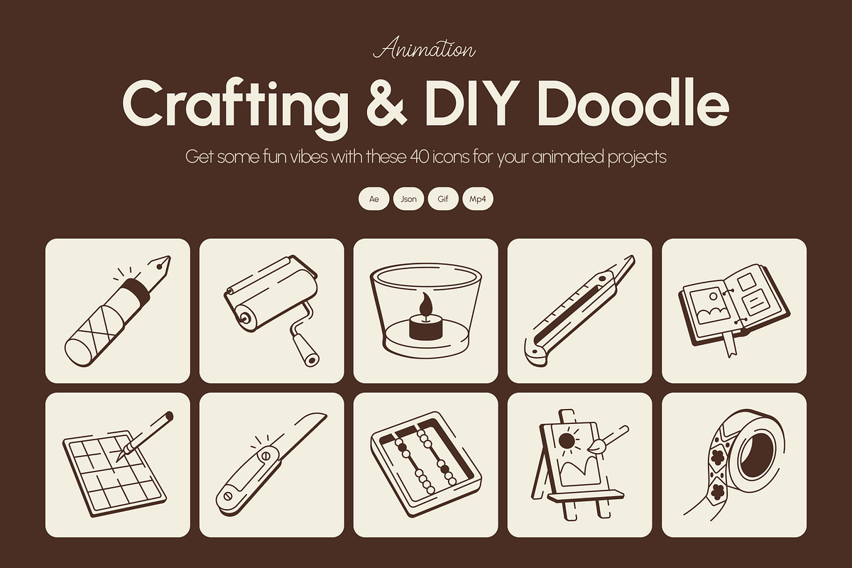 Animated Crafting and DIY Doodle, an Outline Icon by Vectors Market (Photo 1 of 5)
