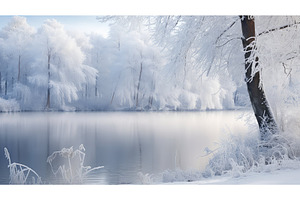 ice winter scene lake ai generated, a Beauty & Fashion Photo by pikepicture