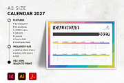 A3 2027 Landscape Calendar Template, a Stationery Template by MstArtwork (Thumbnail 1 of 6)