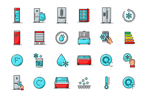 Fridge and freezer, storage icons, a Food Illustration by Vector Tradition