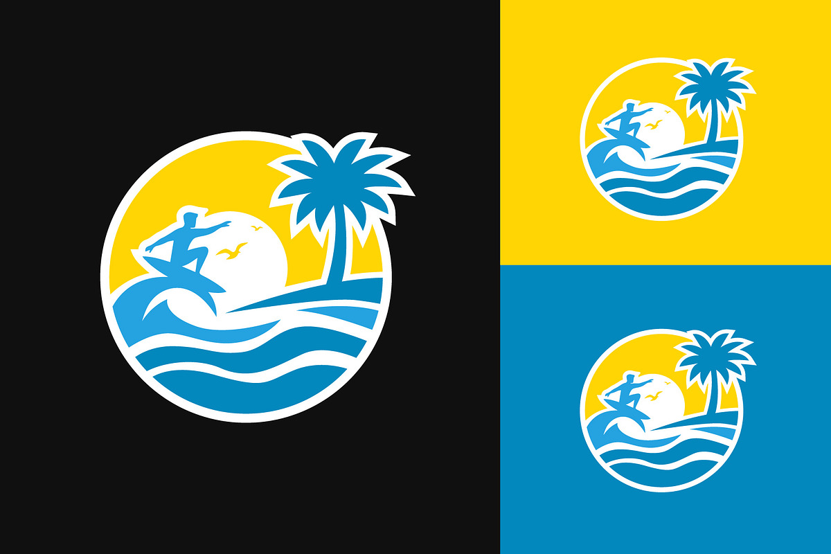Summer Beach Surfing Holiday  Logo, a Branding & Logo Template by funpixel