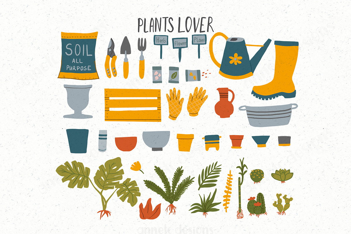 Gardening clipart, stickers. Plants, an Illustration by ann_etc (Photo 3 of 11)
