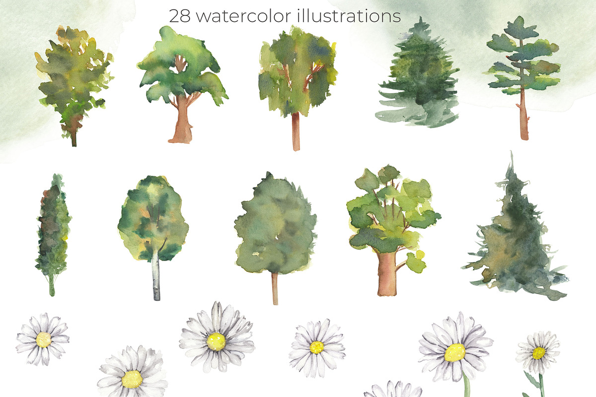 Little forest - watercolor set, an Illustration by Visual Animal (Photo 2 of 4)
