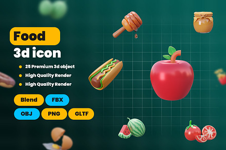 Food 3d Illustration Icon Pack, an Object 3D Model by Ui Stock