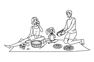 happy beach picnic family vector, a Person Illustration by pikepicture