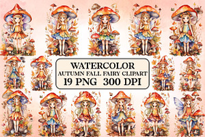 Autumn Fall Fairy Watercolor Clipart, a Seasonal Illustration by Craft Nest