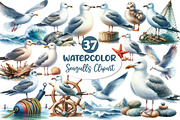 Watercolor Seagulls Clipart, an Illustration by Dream Creation (Thumbnail 1 of 7)
