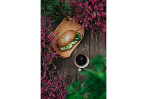 Autumn snack with sandwich and black, a Food & Drink Photo by HalfPoint
