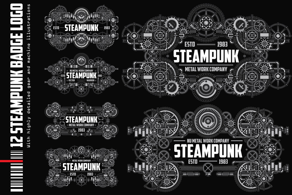 12 Steampunk badge logo, a Graphic by the-sastra (Photo 1 of 4)
