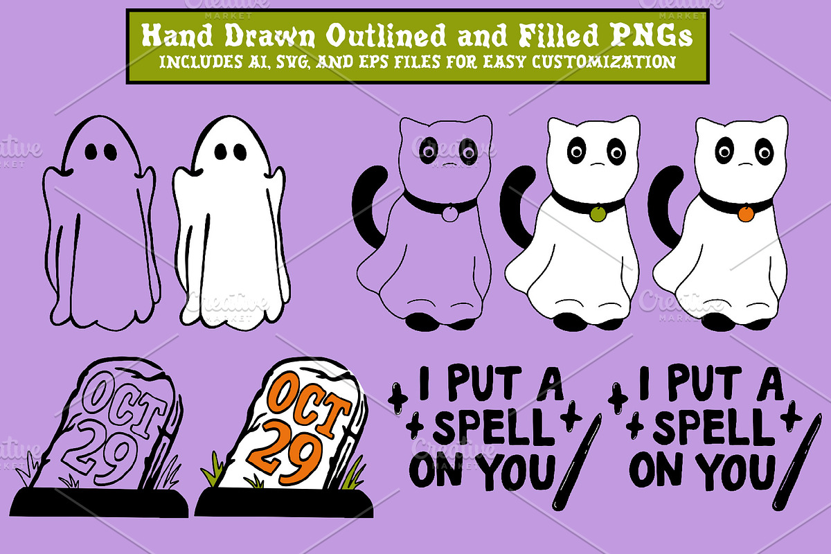 Vintage Halloween Clipart & Patterns, a Seasonal Illustration by Ashley Katrina (Photo 9 of 15)
